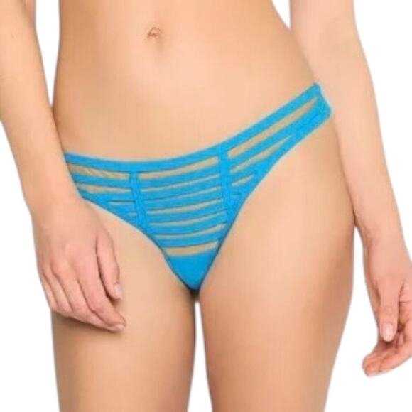 Beach Bunny Women's Hard Summer Skimpy Thong Bikini Bottom Tango Blue Size Large - Picture 6 of 7